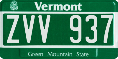 VT license plate ZVV937