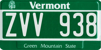 VT license plate ZVV938