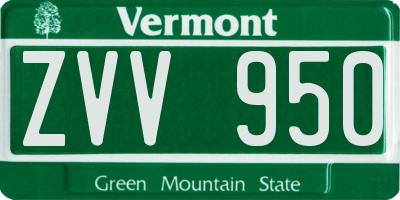 VT license plate ZVV950
