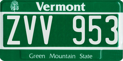 VT license plate ZVV953