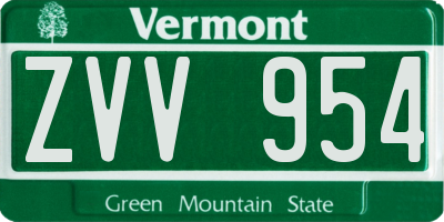 VT license plate ZVV954