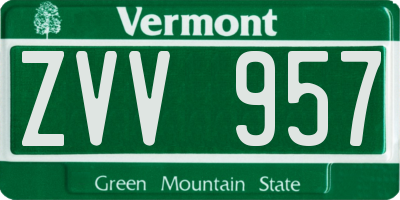VT license plate ZVV957