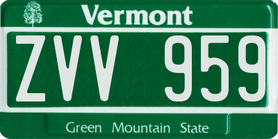 VT license plate ZVV959