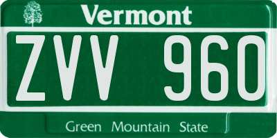 VT license plate ZVV960