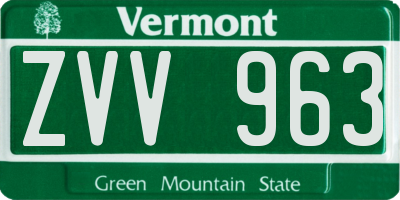 VT license plate ZVV963