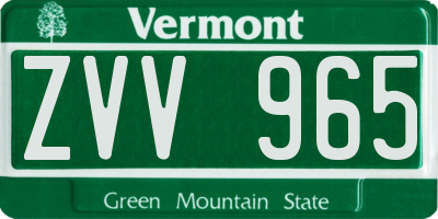 VT license plate ZVV965