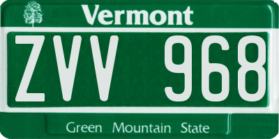VT license plate ZVV968