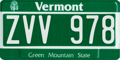 VT license plate ZVV978