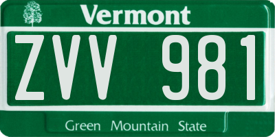 VT license plate ZVV981