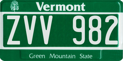VT license plate ZVV982
