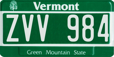 VT license plate ZVV984