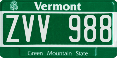 VT license plate ZVV988