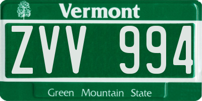 VT license plate ZVV994