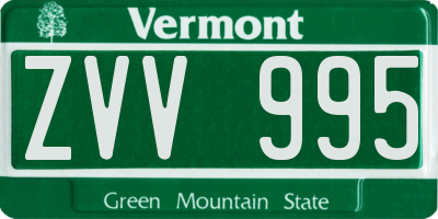 VT license plate ZVV995