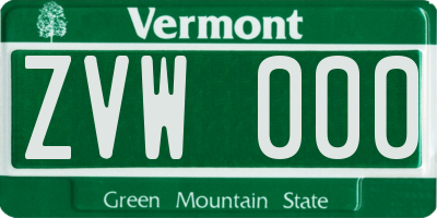 VT license plate ZVW000