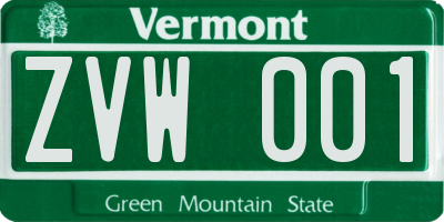 VT license plate ZVW001