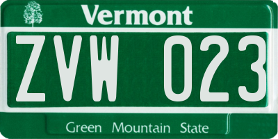 VT license plate ZVW023