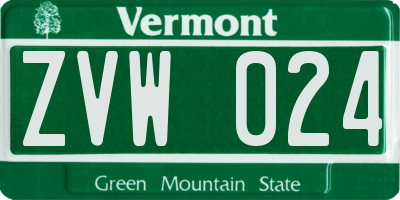 VT license plate ZVW024