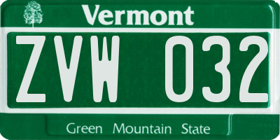 VT license plate ZVW032