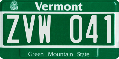 VT license plate ZVW041