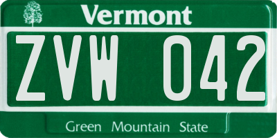 VT license plate ZVW042