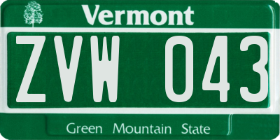 VT license plate ZVW043