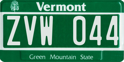 VT license plate ZVW044