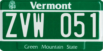 VT license plate ZVW051