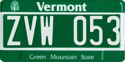 VT license plate ZVW053