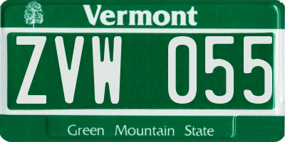 VT license plate ZVW055