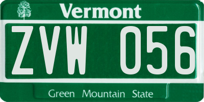 VT license plate ZVW056