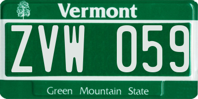 VT license plate ZVW059