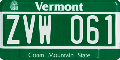 VT license plate ZVW061