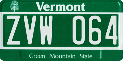 VT license plate ZVW064