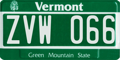 VT license plate ZVW066