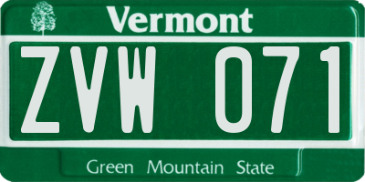 VT license plate ZVW071