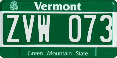 VT license plate ZVW073