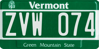 VT license plate ZVW074