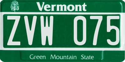 VT license plate ZVW075
