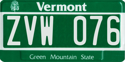 VT license plate ZVW076