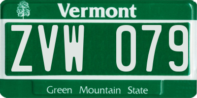 VT license plate ZVW079