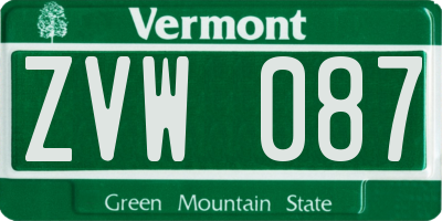 VT license plate ZVW087