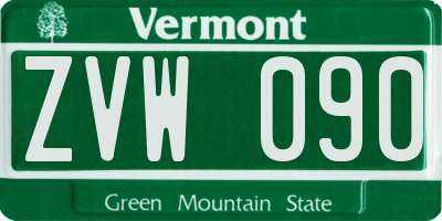 VT license plate ZVW090
