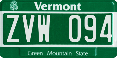 VT license plate ZVW094