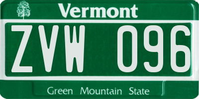 VT license plate ZVW096
