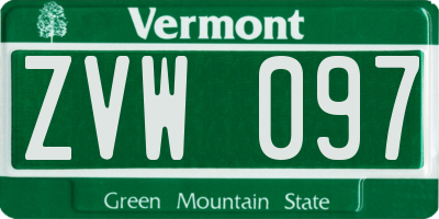 VT license plate ZVW097
