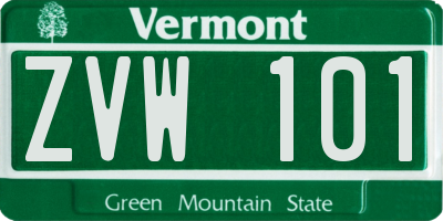 VT license plate ZVW101