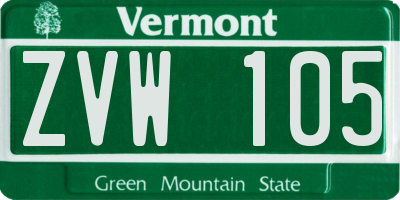 VT license plate ZVW105