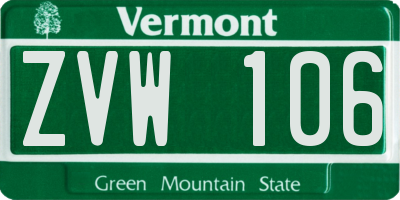 VT license plate ZVW106