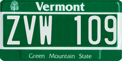 VT license plate ZVW109